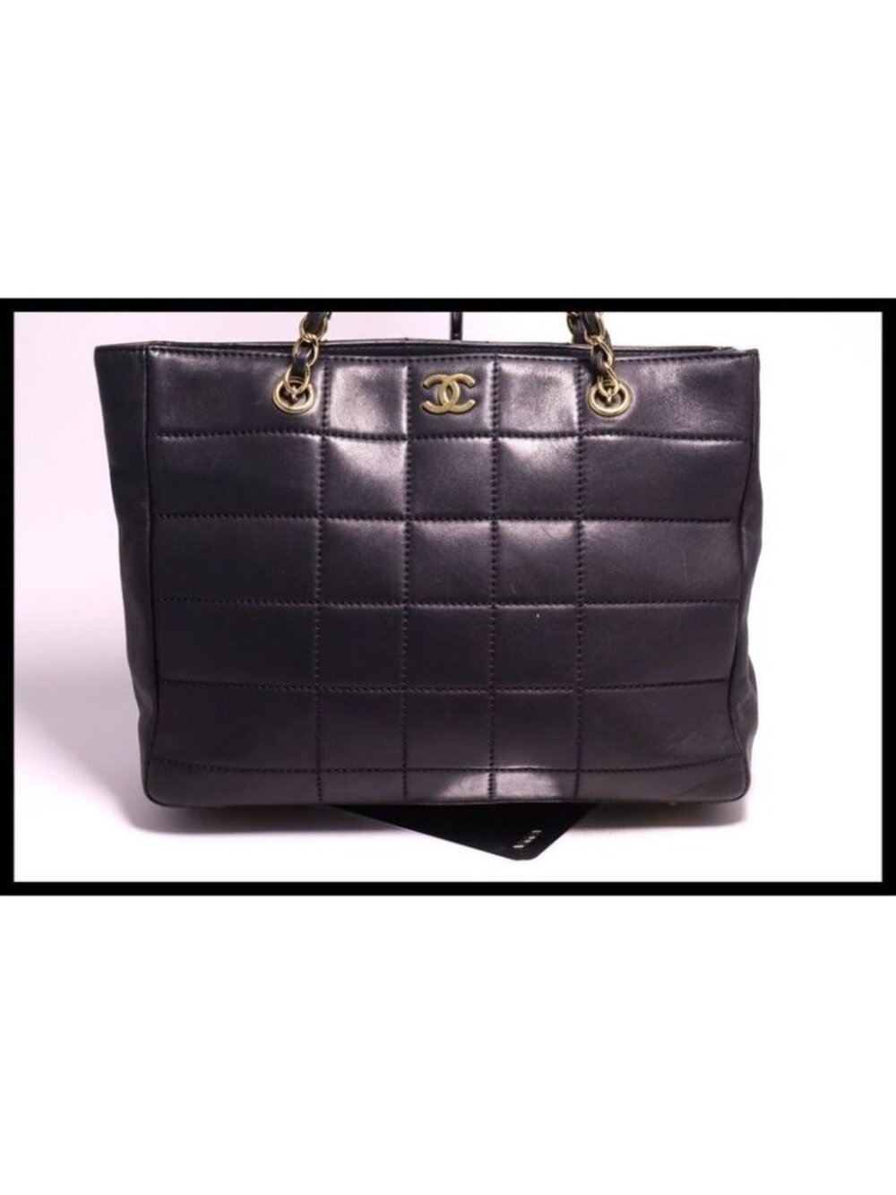 Chanel Chocolate Bar Leather Chain Tote - Picture 1 of 7